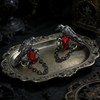 Gothic Black Crow Earrings for Women Red Rhinestone Raven Earring