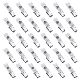 Metal Badge Clips with Clear PVC Straps for ID Cards and Badge Holders (30 Pcs)