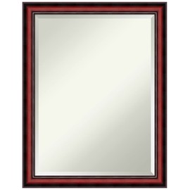 Amanti Art Wall Mirror, Rubino Cherry Scoop Wood Frame Mirror for Wall Decor or use as Bathroom Mirror for Over Sink (27 x 21 in.) Beveled Mirror, Brown Mirror, Traditional Mirror from WI, USA