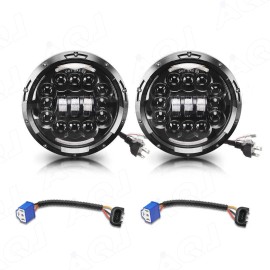 AQJ For 1986-1995 Suzuki Samurai SJ410 Pair 7inch LED Round Headlight Hi-Lo Beam DRL