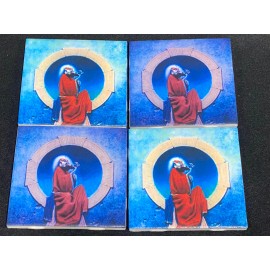 Set of 4 Grateful Dead Ceramic Table Waterproof Cork Back Coasters.