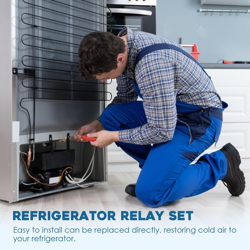 Refrigerator Starter Relay Set, 3 Pin 4.7 Ohm PTC Fridge