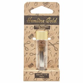 Hemline Gold Hand Sewing Needles: Premium: Sharps: Sizes 5-10: 10 Pieces