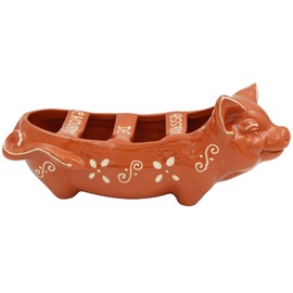 Ceramica Edgar Picas Vintage Portuguese Traditional Clay Terracotta Sausage Roaster Made In Portugal Happy Pig