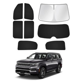 Canvcle Windshield Sun Shade for 2022-2025 2026 Jeep Grand Wagoneer (Not for Jeep Wagoneer) Accessories Sunshade Side Rear Window Shade Cover Sun Visor Privacy Protection Keep Vehicle Cool Black 8PCS
