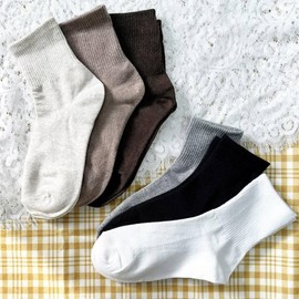 Korean Made Daily Mid-Calf Socks for Women 1 Pair Oatmeal 5ea