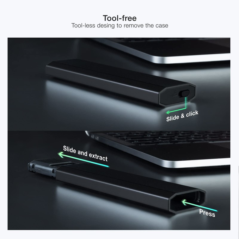Tooq TQE-2223B Black Aluminum Simple Opening USB 3.1 Gen2 10Gbps