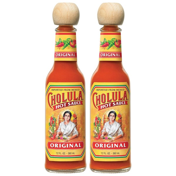 CHOLULA Original Mexican Hot Sauce with Wooden Stopper Top - 12 Oz (2-Pack)