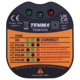TENMA SC440 Mains Socket Tester - Check for Correct Wiring, Black, 1.0 cm*1.0 cm*1.0 cm