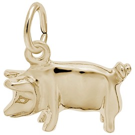 Rembrandt Charms Gold Plated Sterling Silver Pig Charm Pendant