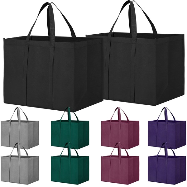 WISELIFE Reusable Grocery Shopping Bags 10 Pack Large Foldable Tote