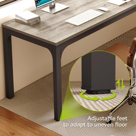 LITTLE TREE 78.7-Inch Ultra Long Double Desk, Writing Gaming Work Computer Two-Person Desk for Home Office, Grey + Black