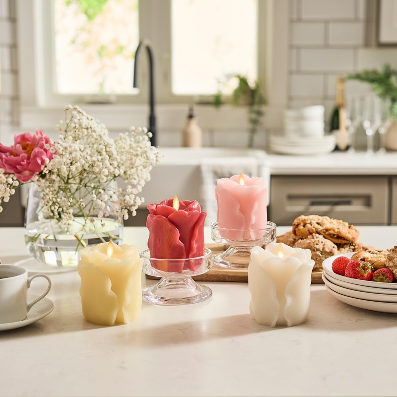 Luminara Lemon Chiffon Rose Flameless Candle - 3.6" x 4.3"