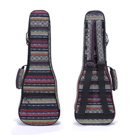 HOT SEAL 10MM Waterproof Durable Ethnic Ukulele Case Bag with Storage (26in, Bohemian Red)