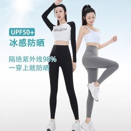 Women's 2025 New Ice Silk Sun Protection Yoga Shark Pants Feel M (40.00 Kg-55.00 Kg)/Gray High-Waist Milk Skin Pants 5ea