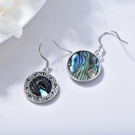 Suiknsn Horse Earrings for Women 925 Sterling Silver Abalone Black Horse Dangle Drop Earrings Hypoallergenic Celtic Horse Jewelry Birthday Gifts for Sisters Christmas Stocking Stuffers