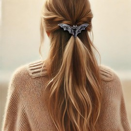 Vintage Celtic Bat Flower Hair Clips - Large Metal Medieval Style Barrettes for Women (bat & geometric style 4)