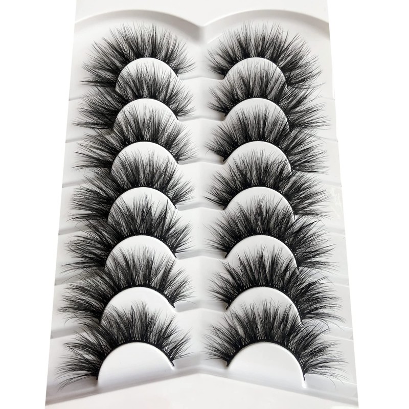 Pooplunch False Eyelashes 8D Cat Eye Volume Wispy Clusters Faux