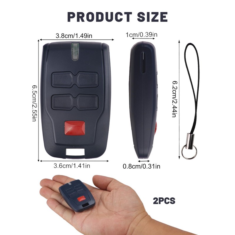 433.92 MHz Garage Door Remote Control Compatible with BFT Mitto