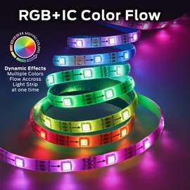 Monster Smart RGB+IC LED Light Strip, 25’ Foot Indoor Sound Reactive Multi Color Chasing LED Light Strip, Works with App, Alexa, & Google Home, Razer Chroma Smart Gaming Lights, 230 RGB+IC LED Lights