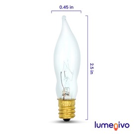 lumenivo 7.5 Watt Light Bulbs 120V/130V Bent Tip Candelabra, Flame Tip Chandelier Bulbs, Flame Shaped Light Bulbs Standard Base – Replacement Christmas Candle Tip Incandescent E12 Bulbs – 12 Pack