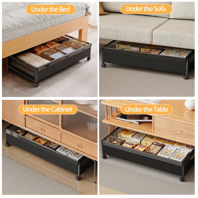 KITHELP Under Bed Storage with Wheels,2 Pack Under Bed Shoe