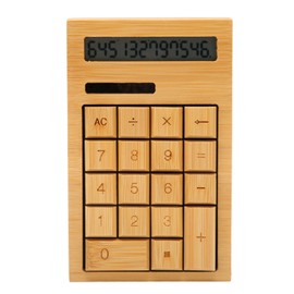 Wooden Calculator Solar Battery Powered 18 Keys Large LCD Display 12 Digit Calculator for Office School Home