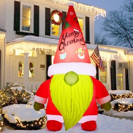 GOOSH 6 FT Christmas Inflatables Gnomes Outdoor Decorations Blow Up Yard with Built-in LEDs for Garden Lawn Indoor Party Decor