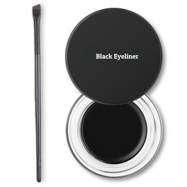 Black Gel Eyeliner with Brush – Long-Lasting, Waterproof, Smudge-Proof Gel Eyeliner with High Pigment, Smooth Glide Formula Eye Liner