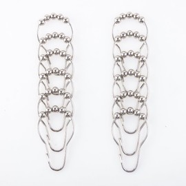 Tybraf White Split Shower Curtain for Bath Transfer Benches, Polyester Fabric Bathroom Curtain, Bath Curtain with 12 Metal Hooks, 80 x 80inch