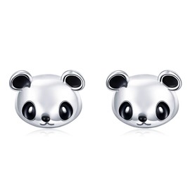 Presentski Panda Earrings 925 Sterling Silver Studs Cute Animal Earrings for Girls Hypoallergenic Panda Bear Stud Earrings for Women