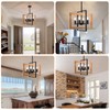 17.7 Inch Farmhouse Wood Chandelier for Dining Room, 4-Light Rustic