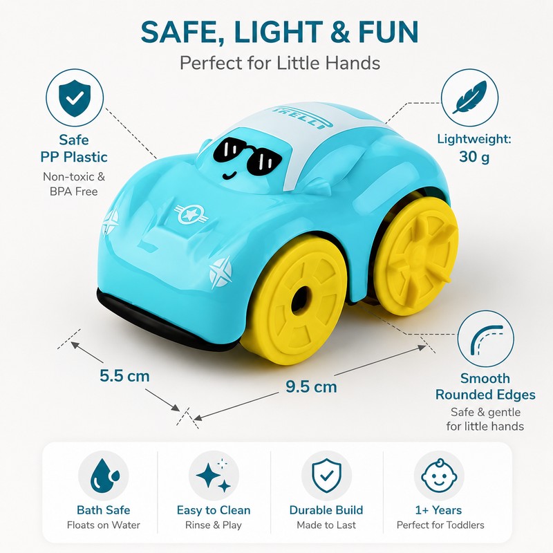 Wind-Up Amphibious Bath Toy Cars for Babies – Floating Clockwork