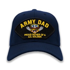 PATCHTOWN Army Dad - Proud Dad of a US Soldier Hat/Ballcap Adjustable One Size Fits Most (Navy Blue, Standard (No Flag))