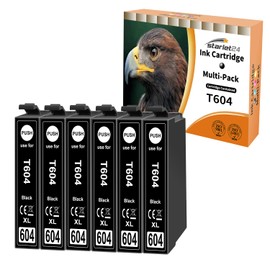 Starlet24 6X 604XL Black Printer Cartridges Compatible with Epson 604 XL Black for Expression Home XP-2200 XP-2205 XP-3200 XP-3205 XP-4200 XP-4205 Workforce WF2910DWF WF2930DWF WF2935DWF WF2950DWF