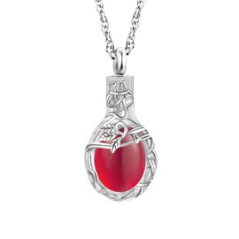 Tree of Life Urn Necklace for Ashes Teardrop Cremation Jewelry with Crystal Love Memorial Jewelry Ash Holder Birthstone Necklaces for Ashes Remembrance Funeral Pendant