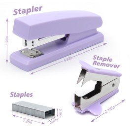 2 Pack Purple Office Staplers, 25-Sheet Capacity with 4000 Staples and 2 Staple Removers, Desktop Stapler, Purple Office Supplies for Students and Office Clerks