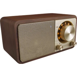 Sangean WR-7GW Wood Cabinet Mini Bluetooth Speaker with FM Tuner and Aux-in Special Edition Color Gold/Walnut