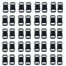 3/8 Inch Black Plastic Buckles - Curved Contoured Quick Side Release Buckles - DIY, Crafting, Webbing, Bracelets, Backpacks, Tactical Bags 40 PCS