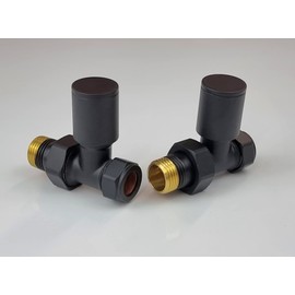 Manissa Kirby Black Straight Towel Rail Valves 1/2" /15mm Radiator valves Solid Brass