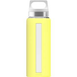 SIGG - Glass Water Bottle - Dream Ultra Lemon - Soft Silicon Cover - Leakproof, Dishwasher Safe, BPA Free - Broscilate Glass - 22oz