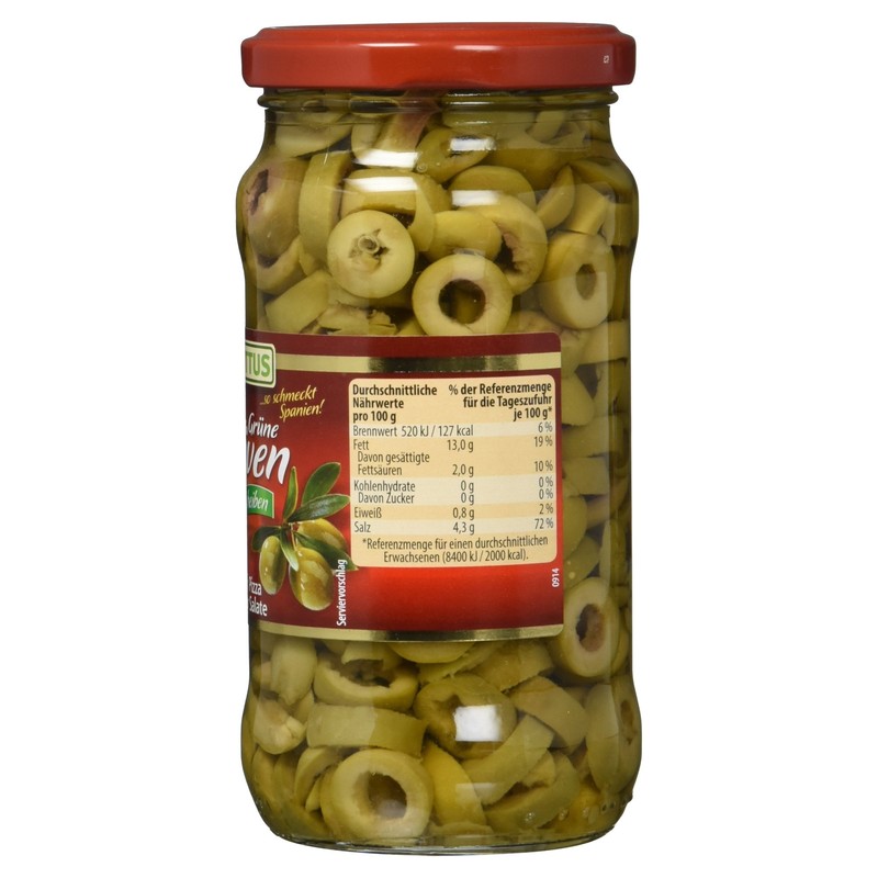 Kattus Spanish Green Olives in Slices, 170 g