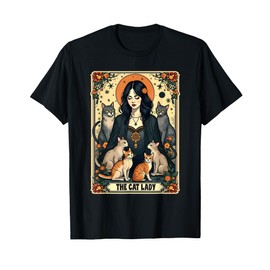 The Cat Lady Tarot Card Shirt Women Witchy Gothic Cat Mom T-Shirt
