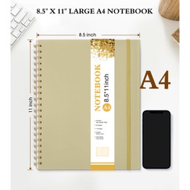 Spiral Notebook Journal 8.5” x 11”, A4 Large Notebooks for Women Men, College Ruled Lined Journal, 100 GSM Paper, Hardcover Spiral Bound Journals for Work School Writing Note Taking Business, Yellow