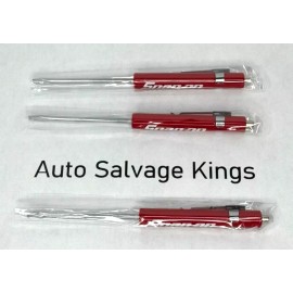 Snap-on NEW Lot of 3 Snap-On Tools Flat Tip Pocket RED Screwdrivers w/Clip Magnetic 5.5"