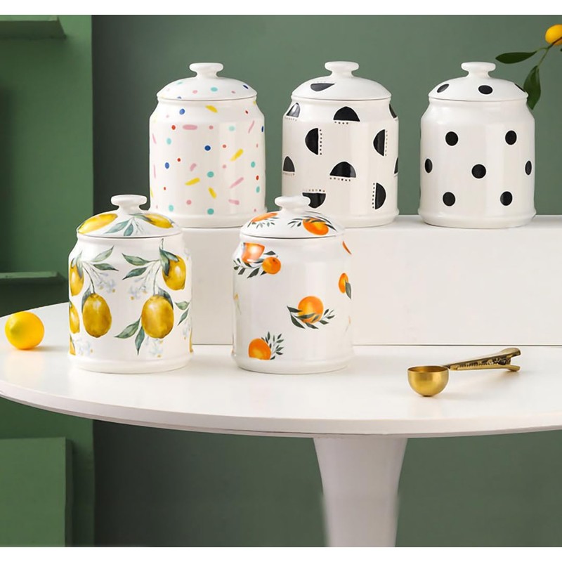 WAIT FLY Ceramic Tea Caddy Tea Canister Large Capacity Food