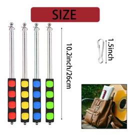 4 PCS 4ft Telescopic Flag Poles,Stainless Steel Handheld Portable Extendable Retractable Flagpoles with Clips,Anti-Slip Grip,Telescoping Banner Flag Pole Pointer for Tour Guide,Teachers,Festival