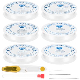 Tenbrachian 6 Rolls Elastic String for Bracelets, Clear Elastic Thread for Bracelets, Nylon Thread, Clear Stretchy Elastic Bracelet String for Jewellery Making Beading(0.4/0.5/0.6/0.7/0.8/1 mm x 4 m)