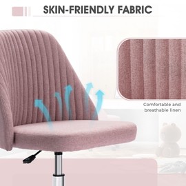 Home Office Chair - Armless Computer Desk Chair Adjustable Cute Modern Task Rolling Chair with Lumbar Support for Make Up,Small Space, Bed Room Light Pink