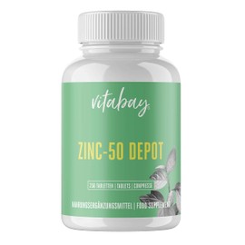 Zinc-50 Depot – 25 mg Zinc (Elementary Content) per 1/2 Tablet – Made from Pure High Dose Zinc Gluconate – 100 % Vegan